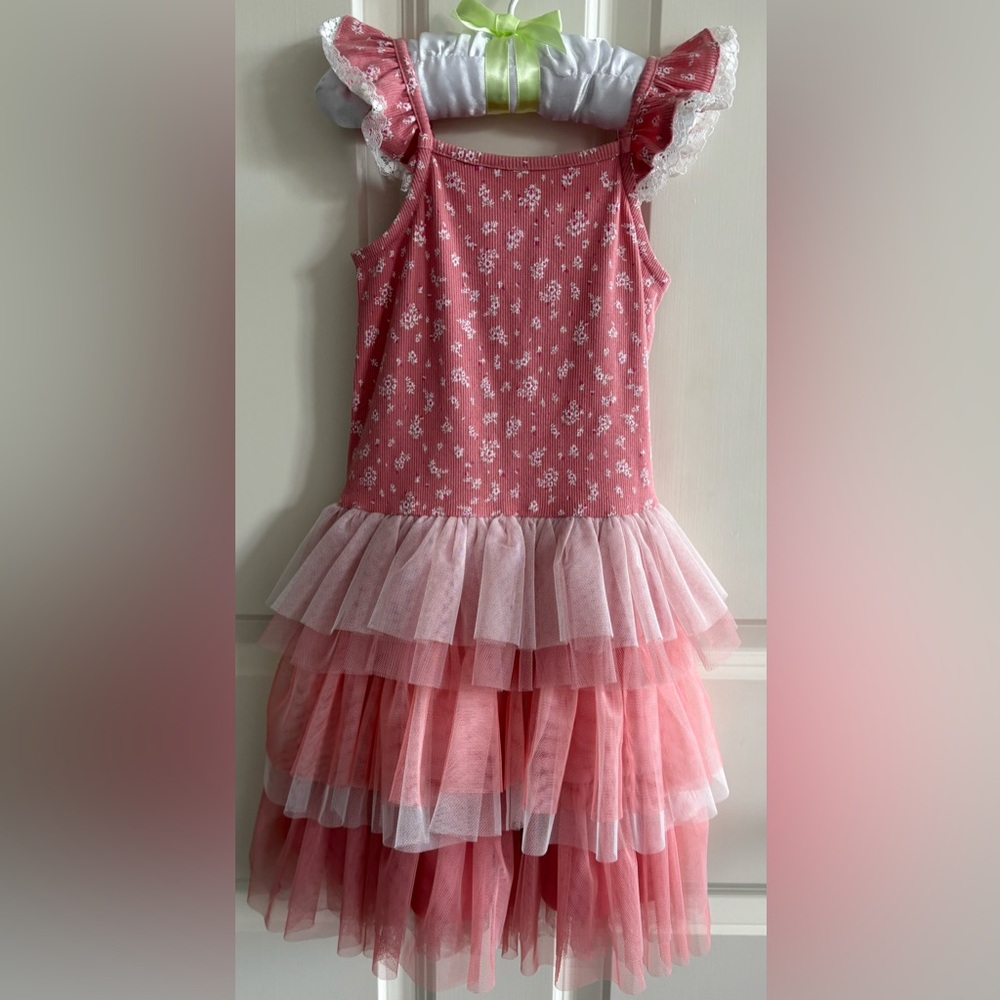 Pink Floral Ruffle Dress, Deux par Deux